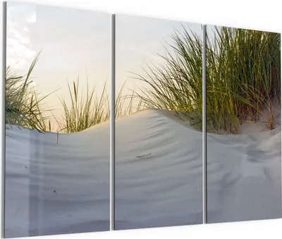 Produktbild von DEQORI Glasbild Echtglas 3x50x100 cm 'Düne mit Dünengras' Wandbilder XXL groß