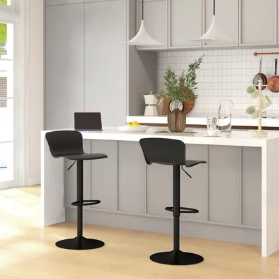 Image de Tabouret de bar - Tabouret - Chaise de bar - Haut tabouret - Chaise de cuisine - Noir - Hauteur réglable de 57 à 78 cm