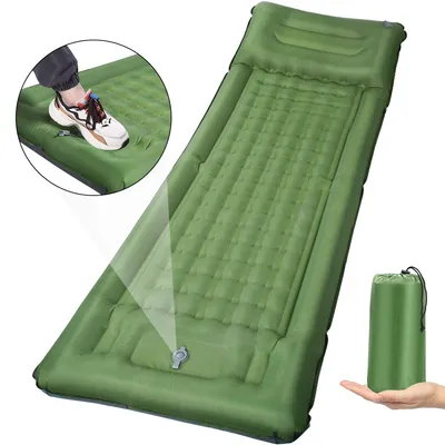 Produktbild von Camping Isomatte aufblasbar 9 cm, ultraleicht mit Kissen, wasserdicht & faltbar, 196×68 cm – perfekt für Camping, Wandern & Strand