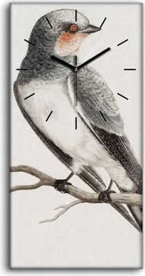 Produktbild von Küchenuhr Bürouhr Leinwand Uhr 30x60 Zeichnen Tiere Vögel Zweige Kunst - schwarze Hände