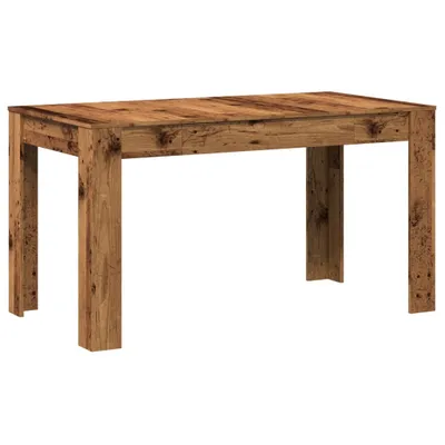 A wooden dining table on a white background.