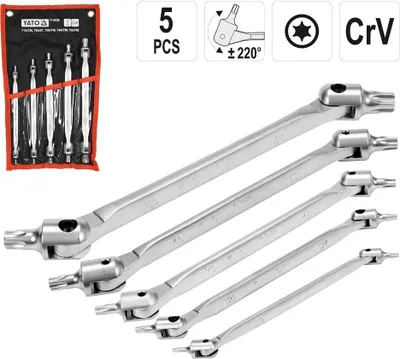 Image de Jeu de clés articulées doubles Torx 5 pcs.