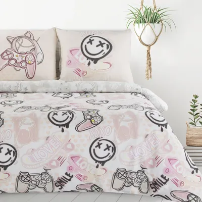 Image de Design91 Parure de lit Coton KID 17 160x200 cm SET 3 PIÈCES : avec 2 taies d'oreiller 70x80 cm
