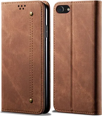 Image de etui iPhone 8, Etui portefeuille en cuir avec fermeture magnétique et fonction stand pour iPhone 6 / 6s / 7 / 8 Marron