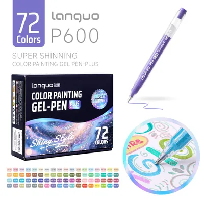 Produktbild von Languo P600 PLUS Glitzer Gelstifte 72 Farben – 1,0mm Wolframkarbid-Kugelspitze, Super Shining Gelschreiber, Metallic Neon Pastell für Lettering Mandal