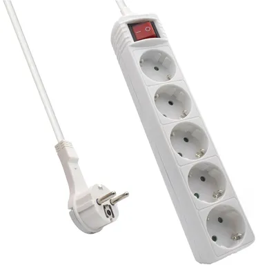Produktbild von Ewent EW3955, 1,5 m, Drinnen, Typ F, Type F (CEE 7/4), Weiß, 5 AC-Ausgänge