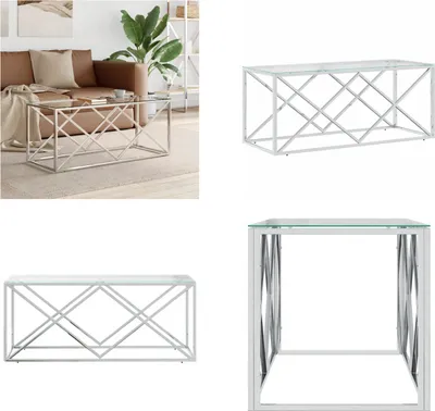 Obrázok produktu pre vidaXL Konferenčný stolík 110x45x45 cm nerezová oceľ a sklo - Konferenčný stolík - Konferenčné stolíky - Príručný stolík - Rozkladací stolík
