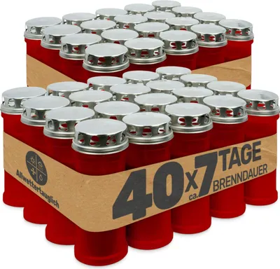 Produktbild von Grabkerze rot mit bis zu 7 Tagen Brenndauer  Germany, Menge:40