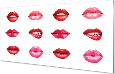 Produktbild von Glasbilder 100x50 Wandkunst Rote und rosa Lippen