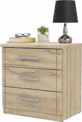 Produktbild von Nachtkonsole Eiche bianco Nachtschrank mit 3 Schubladen #4203