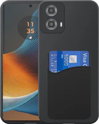 Image de Convient pour Motorola Edge 50 Fusion Phone Case with Silicone Card Holder - Flexible Back Cover Case Silicone TPU with Silicone Cardslot - Black - Smartphonics