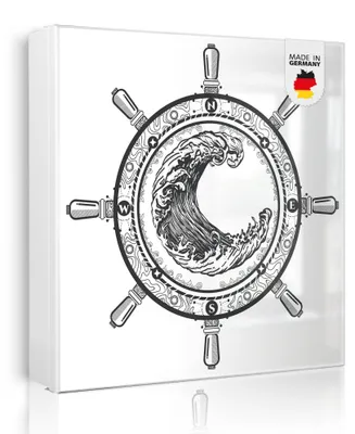 Zdjęcie produktu dla Metalowa szafka na klucze banjado, wymiary 30 x 30 cm, z 32 haczykami, z możliwością wykorzystania jako tablica magnetyczna, korpus czarny, zawiasy po prawej stronie, koło sterowe 2 [SKGW2 13058]