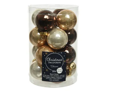 Produktbild von Weihnachtsbaumkugeln Glas Ø 3,5 cm 16 Stück hell braun mix
