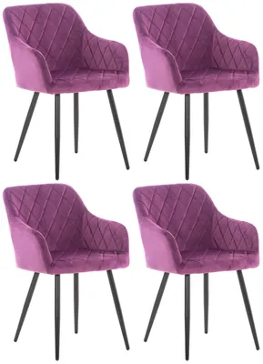 Produktbild von CLP 4er Set Esszimmerstuhl Shila Gesteppt | Farbe lila Material Samt