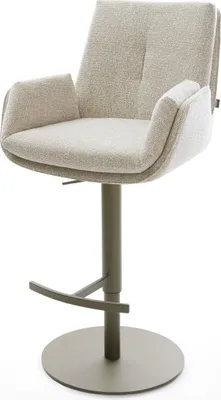 Produktbild von DELIFE Barstuhl Clea-Flex Webstoff Soft Beige Drehfuß höhenverstellbar Metall Titanfarben