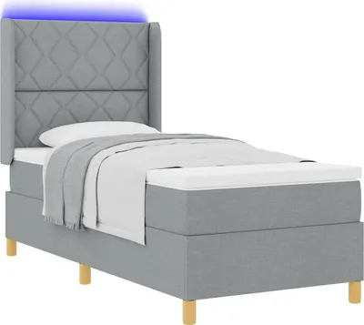 Produktbild von Boxspringbett mit Matratze Hellgrau 90 x 190 cm Stoff