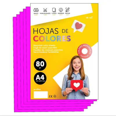 Immagine prodotto di Carta colorata A4 - 250 fogli, rosa neon - 80 g