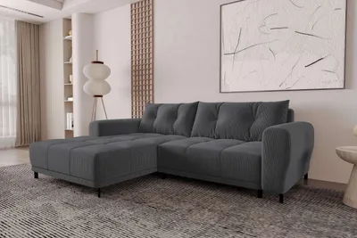 Produktbild von 99rooms Massimo Ecksofa Cordstoff POSO Graphit mit Schlaffunktion Links