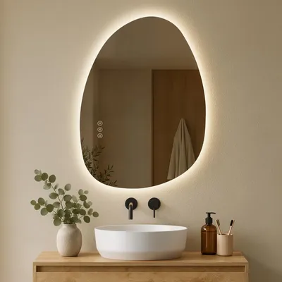 Zdjęcie produktu dla S'AFIELINA lustro łazienkowe z oświetleniem 75×55 cm Lustro ścienne LED z przełącznikiem dotykowym 3 kolory światła i ściemnianie, przeciwmgielne i funkcja pamięci