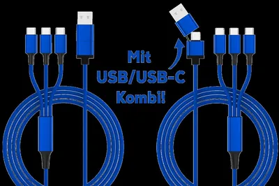Produktbild von smrter Hydra TRIO Ladekabel, Typ USB-C, OTG, 120cm, blue retail