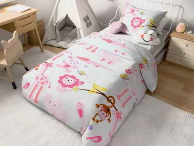 Produktbild von Renforcé-Baumwolle-Bettwäsche für das Kinderbett ZOO rosa Bettwäsche-Dimension: 45 x 65 cm | 90 x 140 cm