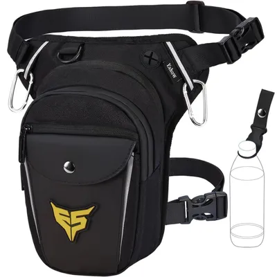 Image de Poche de selle pour moto, unie, à porter sur la cuisse, sacoche extensible, noire