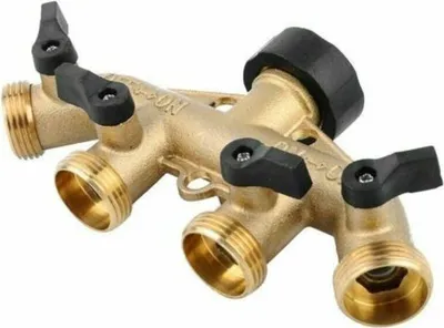 Produktbild von 4 Wege 3/4" Wasserverteiler Messing Gartenschlauch Wasserhahn Verteiler Ventil