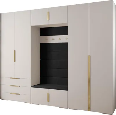 Produktbild von MEBLE KRYSPOL Inova 1 Möbelset Garderobe, 236,7x300x47cm - Weiß, Manila 18, Gold