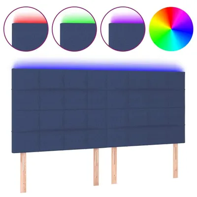 Image de vidaXL Tête de lit LED bleue 160x5x118/128 cm Tissu