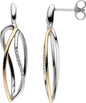 Produktbild von Ohrhänger Ohrringe Hängerstecker mit Zirkonia 333 Gold Weißgold Gelbgold bicolor