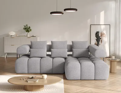 Produktbild von Krudox LEV Ecksofa L-Form 260x102x184 cm - Grau Schlafsofa mit Bettkasten - Sofa mit Schlaffunktion 110x187 cm - Rechts - Stoff: Paolli 04