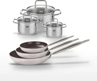 Image de Lot de 3 Poêles 24/28/32 cm Elo Bistro Line et 3 Faitouts 12/14/20 cm