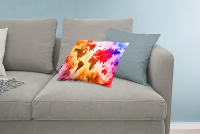 Produktbild von MuchoWow® Zierkissen Sofakissen Wohnzimmer Dekokissen 60x40 cm Weltkarte - Farbe - Abstrakt - Kopfkissen - Polster mit Foto