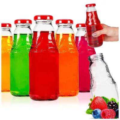 Zdjęcie produktu dla SuperButelki - 50x Butelka szklana SOCZEK 330 ml z zakrętką, butelki 0,33l soki wino napoje + lejek i e-book z przepisami, zestaw butelek 0,3 l