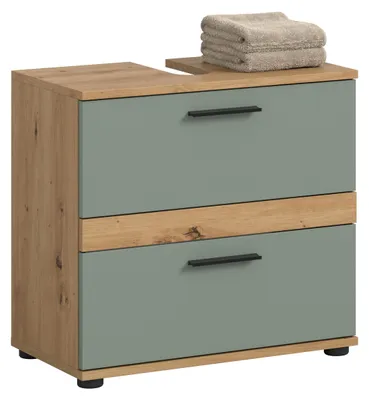 Produktbild von xonox.home Waschbeckenunterschrank Blake Salbei / Artisan Eiche Nachbildung 60 x 57 x 34 cm