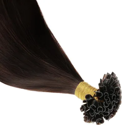 Image de Extensions Bonding chaarmant Cheveux naturels 55 cm 50 g – Extension de cheveux n° 2 Brun foncé