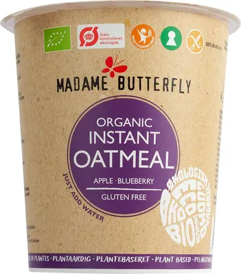 OWSIANKA BŁYSKAWICZNA JABŁKO - JAGODA BEZGLUTENOWA BIO 55 g - MADAME BUTTERFLY