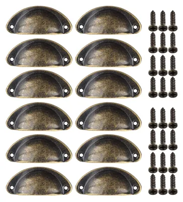 12 Schalengriffe inkl. Schrauben 82x35mm antik bronze