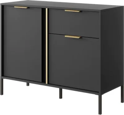 Produktbild von Kommode LARYSA mit 1 Schublade und 2 Türen, Sideboard in Farbe: Anthrazit, Schrank in Größe: 103,3x81,4x39,5 cm