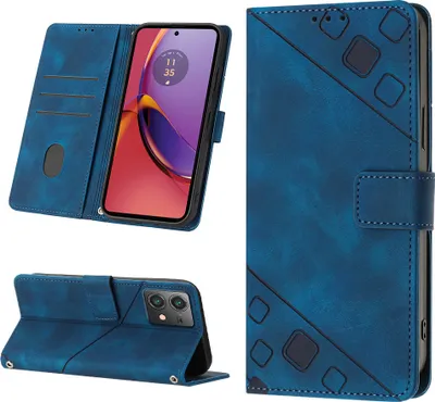 Obrázek produktu pro Pouzdro pro Motorola Moto G84 vyražené Flip kožené peněženkové pouzdro s funkcí stojánku modré
