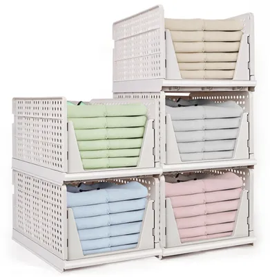 Productafbeelding van Extra Grote Stapelbare Opbergdozen - Set van 5 - 43 x 32,5 x 25 cm