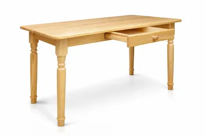 Produktbild von Esstisch mit Schublade Küchentisch Tisch Kiefer massiv Restaurant (50x60, Unbehandelt)