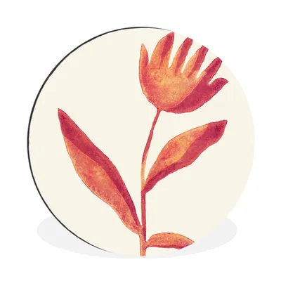 Produktbild von MuchoWow® Aluminium Wandkreis Blumen - Pflanze - Rot - Pastell Ø 60 cm Wanddeko Modern Wohnzimmer - Wand Kreis - Wandbild - Schlafzimmer - Aluminium Bild - Kinderzimmer - Wohnzimmer Dekoration - Wandschmuck