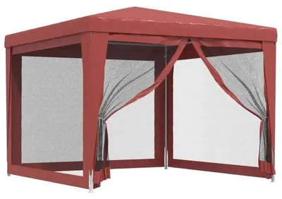 Image de Tente de fête, 3x3 mètres, parois latérales en filet, couleur rouge