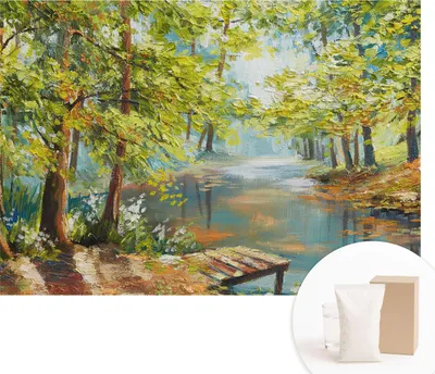 Produktbild von Fototapete - Wandbilder für Wohnzimmer - 312x219 cm - Dekorative Wandfolie - Modernes Design für Wanddekoration - Tapeten für Innenräume - Idyllischer See