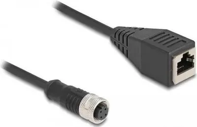 Produktbild von DELOCK M12 Adapterkabel D-kodiert 4 Pin Bu zu RJ45,Bu 50 cm