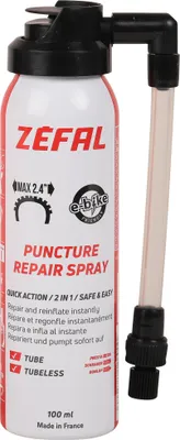 Zdjęcie produktu dla Zefal Repair Spray 100 ml - bez uchwytu, do natychmiastowej naprawy przebitych opon, do opon bezdętkowych lub dętkowych