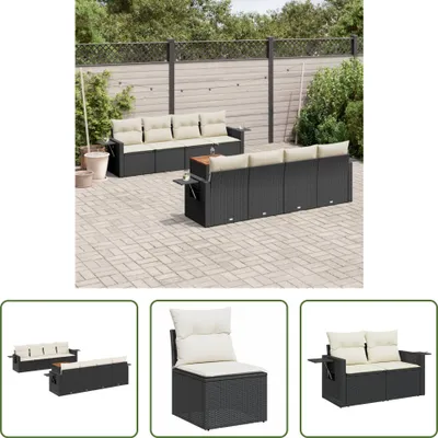 Produktbild von The Living Store 9-tlg. Garten-Sofagarnitur mit Kissen Schwarz Poly Rattan