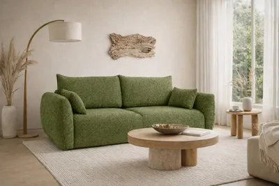 Produktbild von Kaiser Möbel Sofa mit Schlaffunktion und Bettkasten, Chenille-Stoff Artico, Moss, Zephira