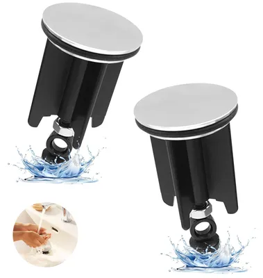 Image de 2 bouchons de vidange pour évier de 40 mm, bouchons de vidange robustes en acier inoxydable, bouchons de vidange pour baignoire, bouchons de vidange universels, bouchons de vidange réglables en hauteur pour la cuisine et la salle de bains
